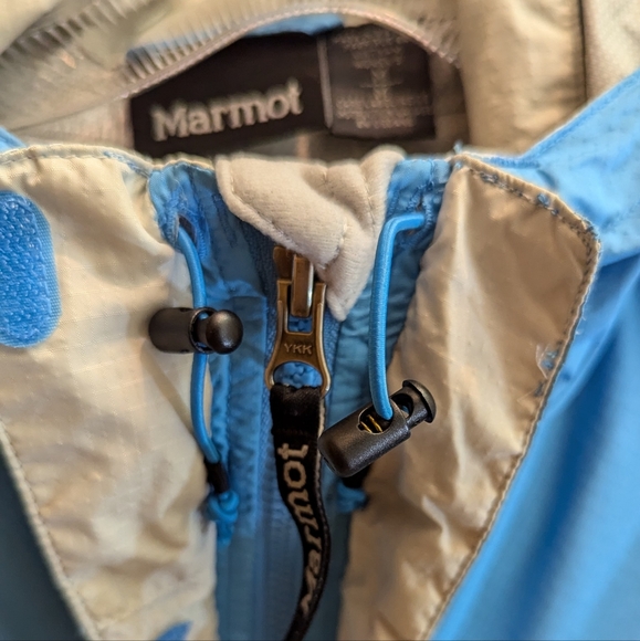 Women's Marmot Waterproof PitZips Rain Coat With Hood Blue Size Medium - Picture 3 of 6